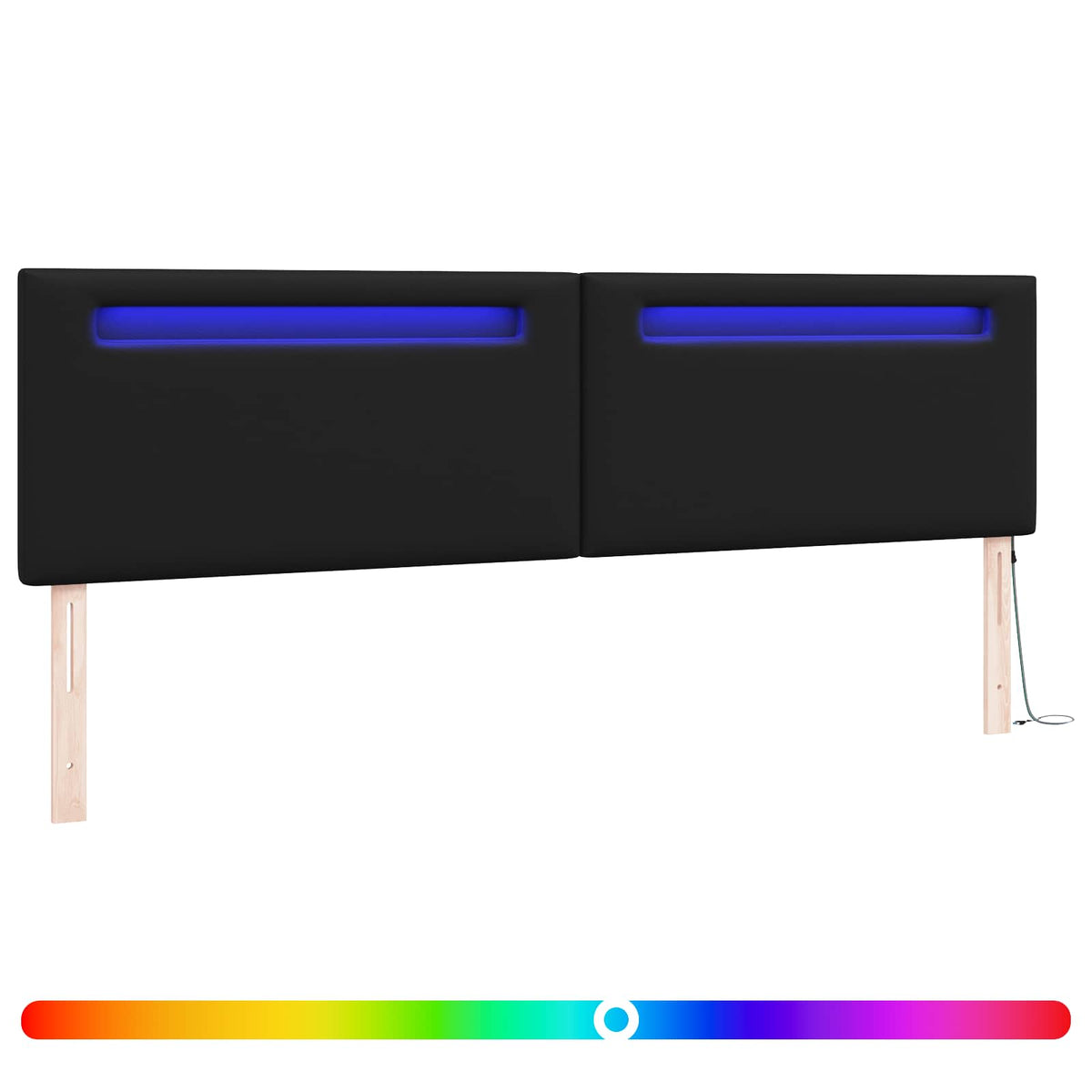 LED glava kreveta Crna 200 cm Lažna koža