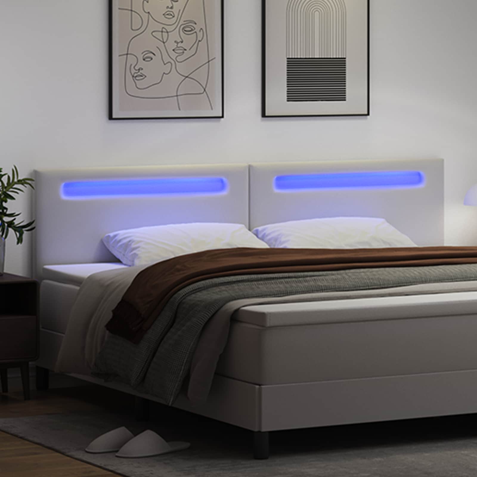 LED glava kreveta Bijelo 200 cm Lažna koža