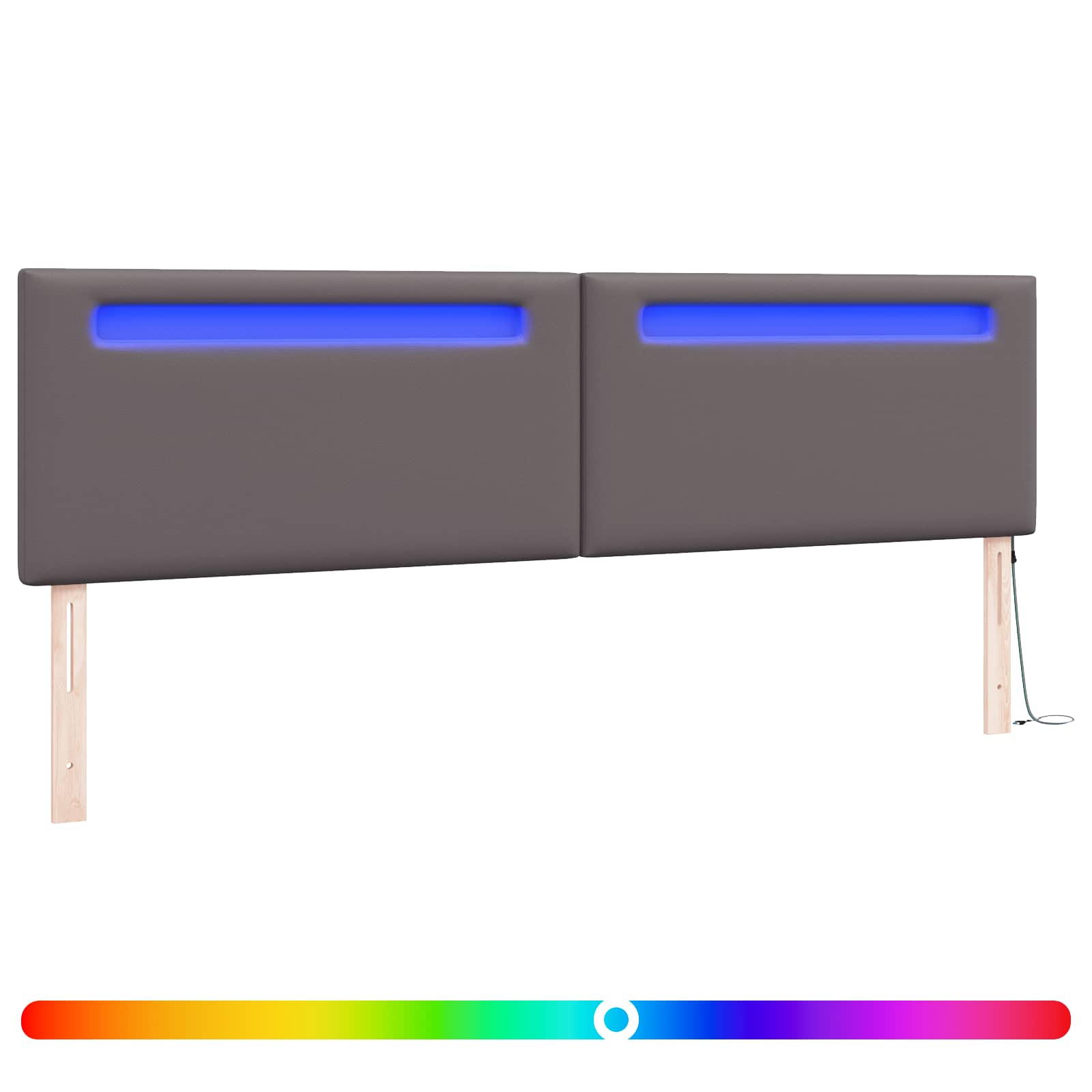LED glava kreveta Siva 200 cm Lažna koža