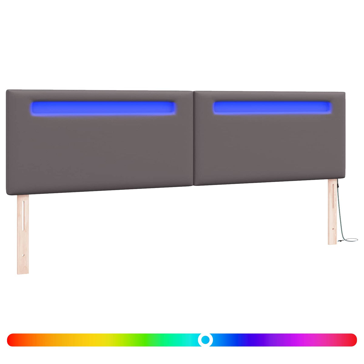 LED glava kreveta Siva 200 cm Lažna koža
