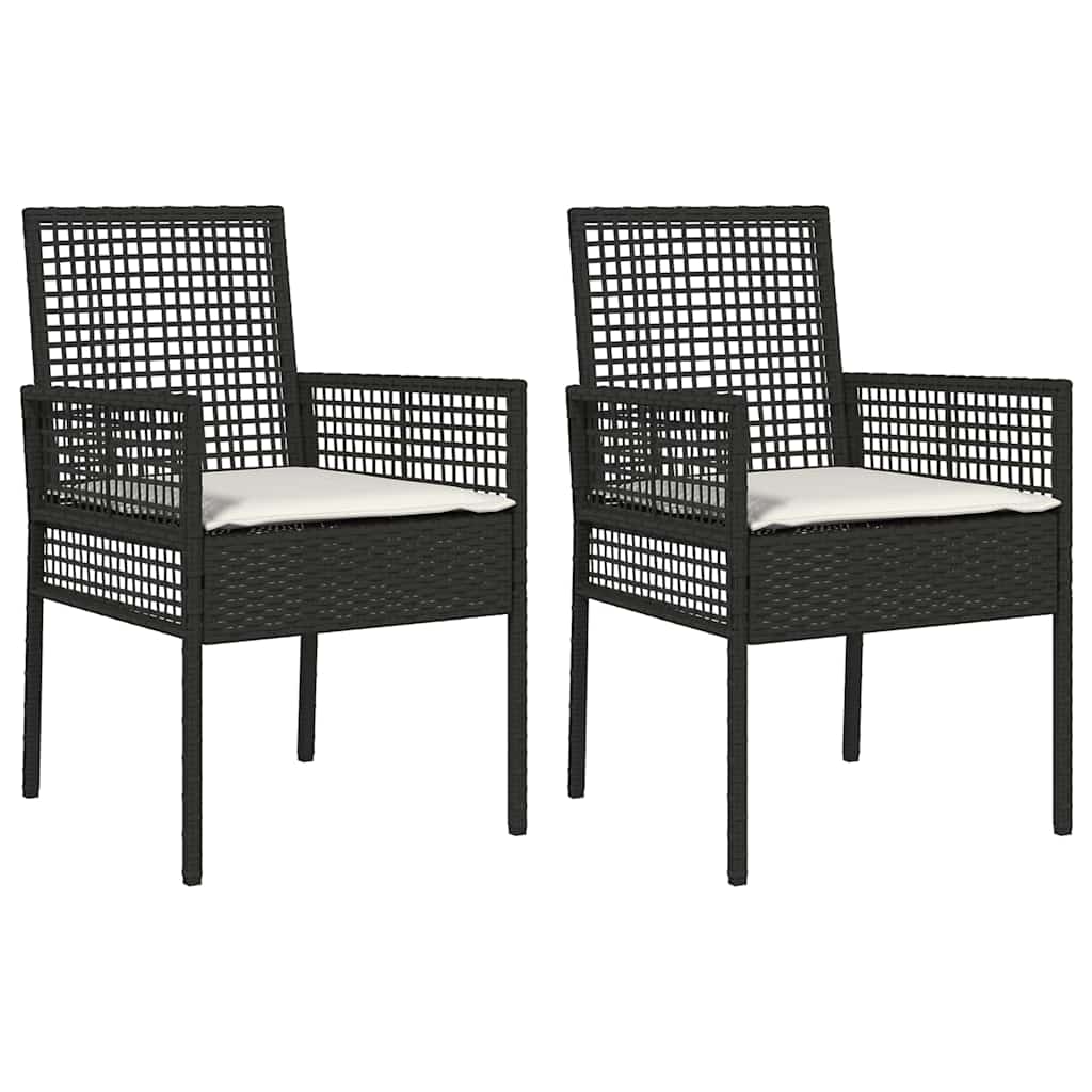 Vrtna stolica s jastukom 2 pcs Crna 55 x 53 x 85 cm poliratan