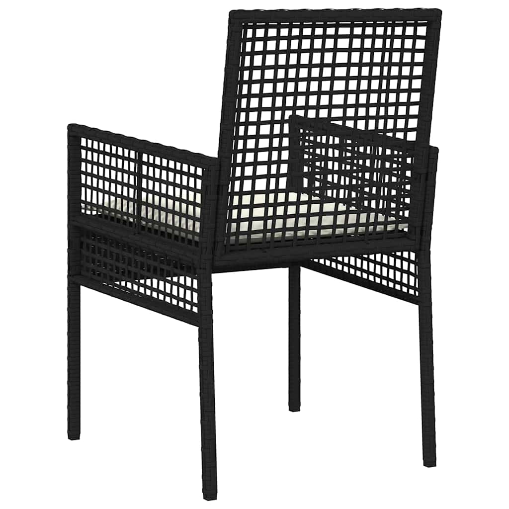 Vrtna stolica s jastukom 2 pcs Crna 55 x 53 x 85 cm poliratan