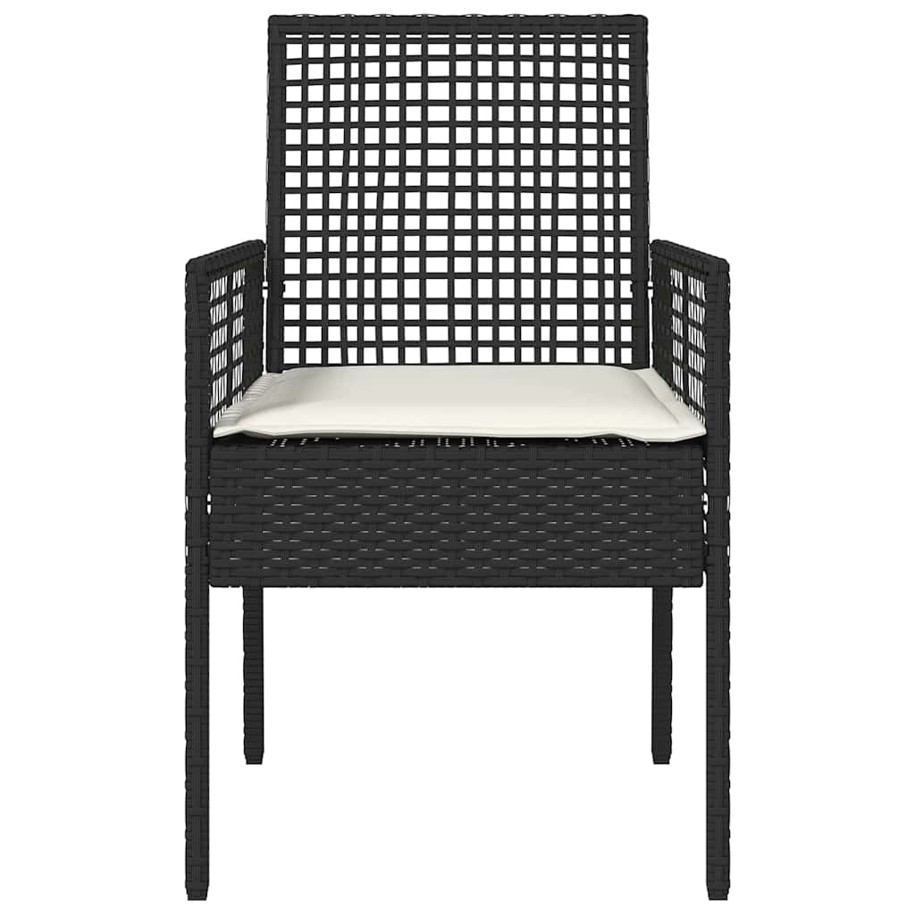 Vrtna stolica s jastukom 2 pcs Crna 55 x 53 x 85 cm poliratan