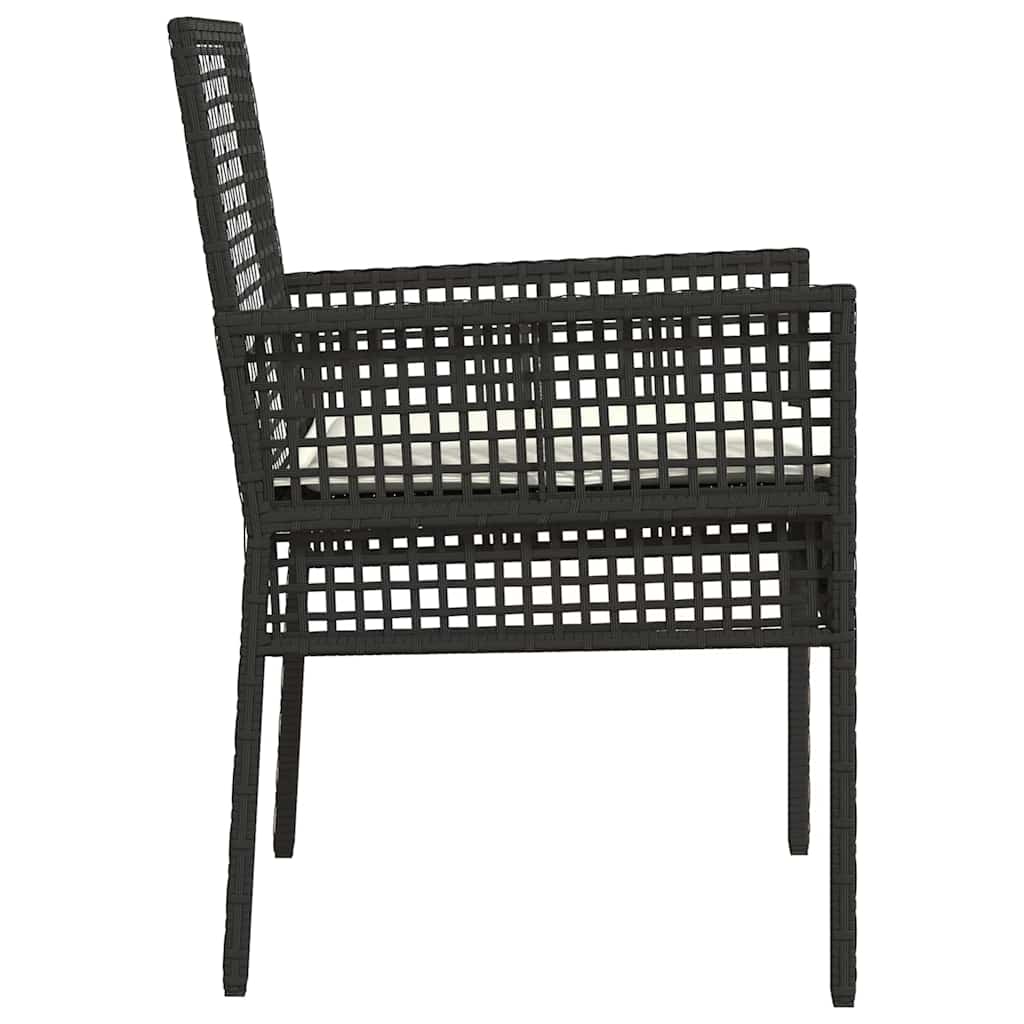 Vrtna stolica s jastukom 2 pcs Crna 55 x 53 x 85 cm poliratan