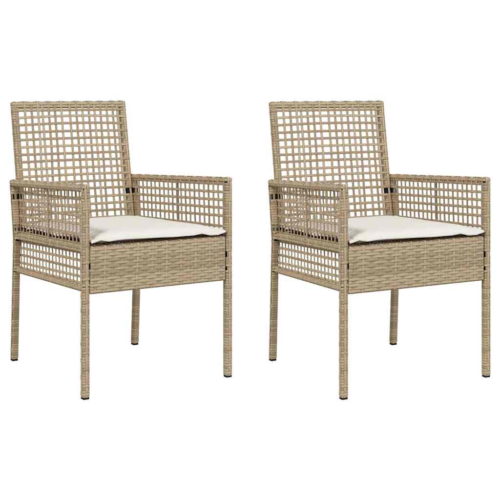 Vrtna stolica s jastukom 2 pcs Bež 55 x 53 x 85 cm poliratan