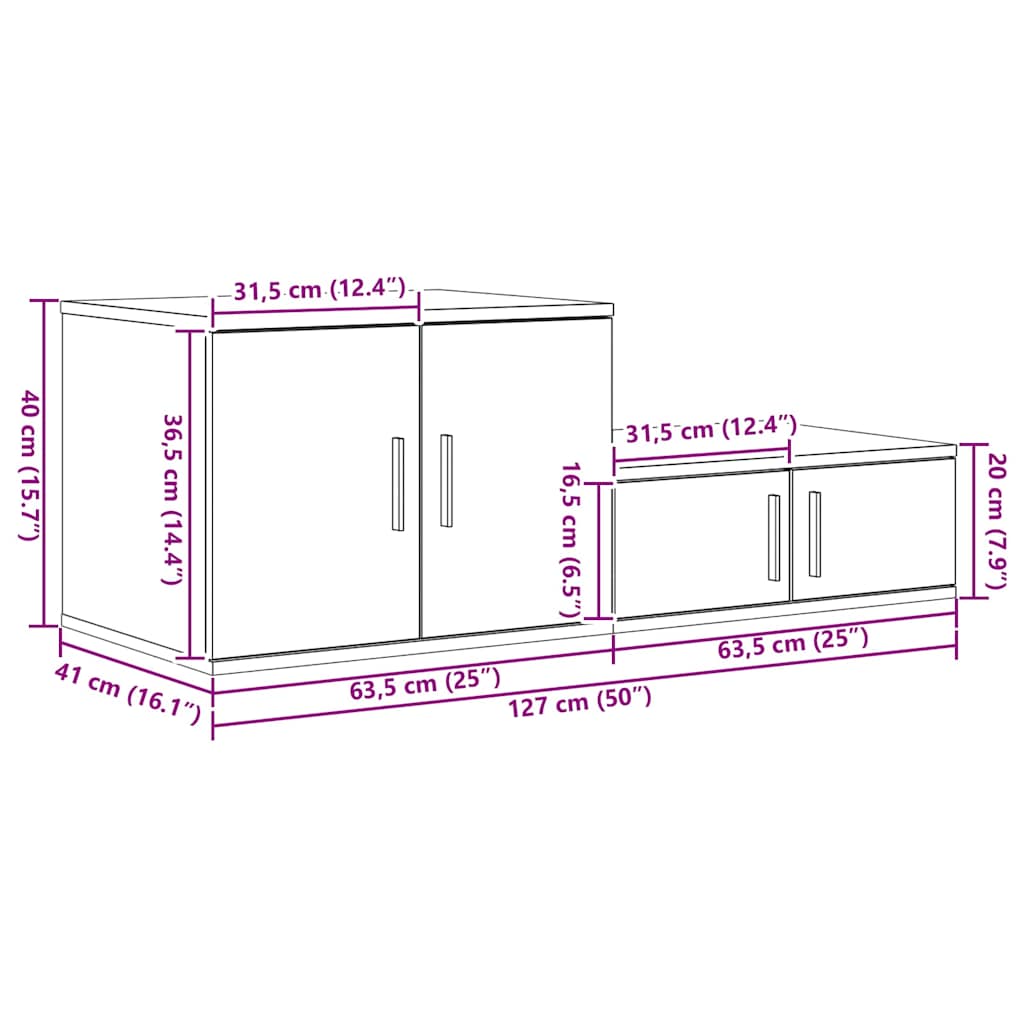 Ormarić za pohranu 2 pcs Crni hrast 127 x 41 x 40 cm