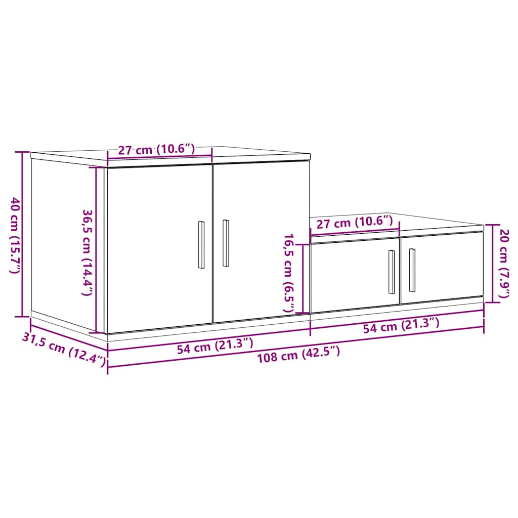 Ormarić za pohranu 2 pcs Sonoma hrast 108 x 41 x 40 cm