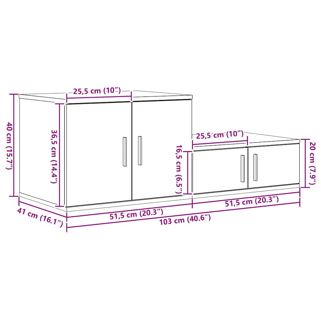 Ormarić za pohranu 2 pcs Crni hrast 103 x 41 x 40 cm