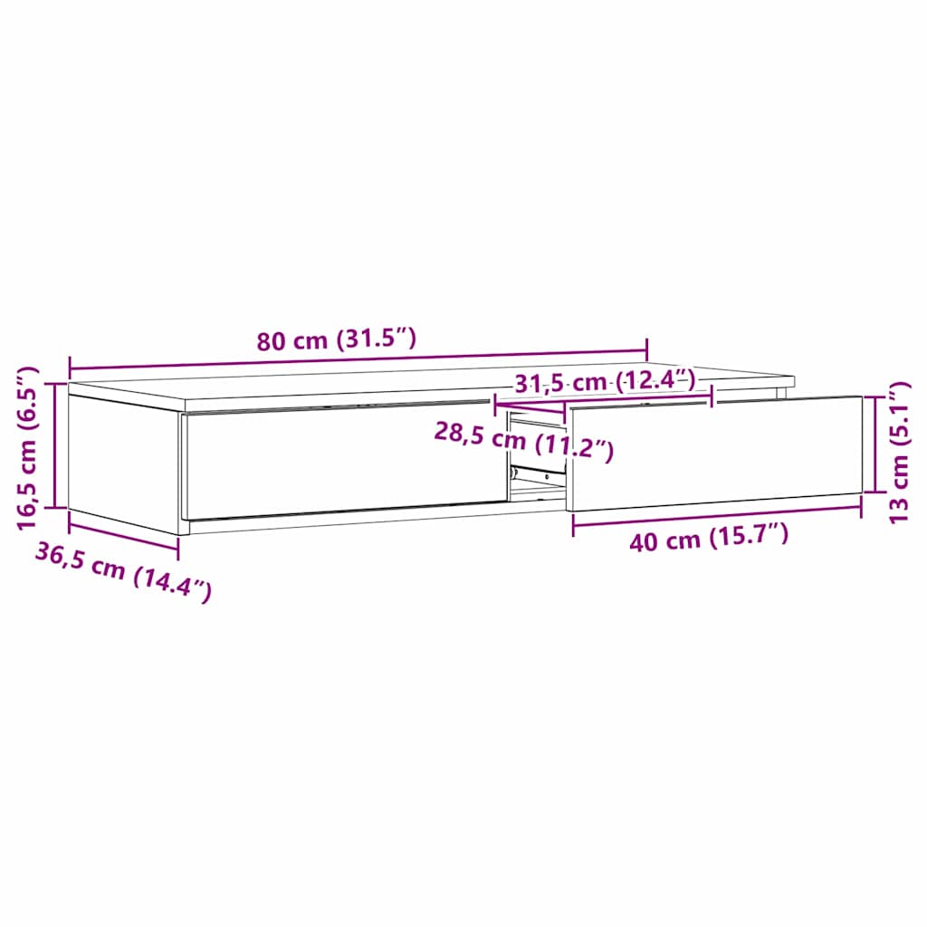 Ladice za krevet Umjetnički hrast 80 x 36,5 x 16,5 cm