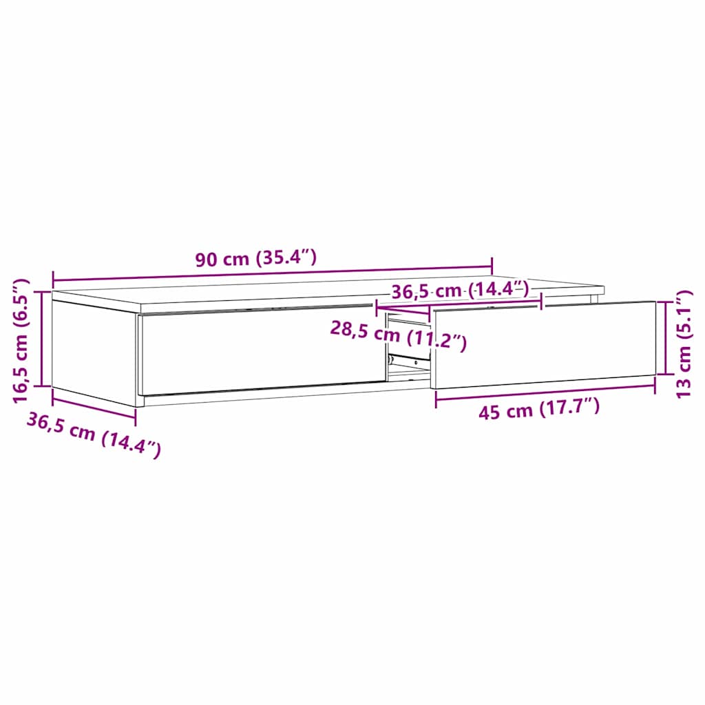 Ladice za krevet Umjetnički hrast 90 x 36,5 x 16,5 cm
