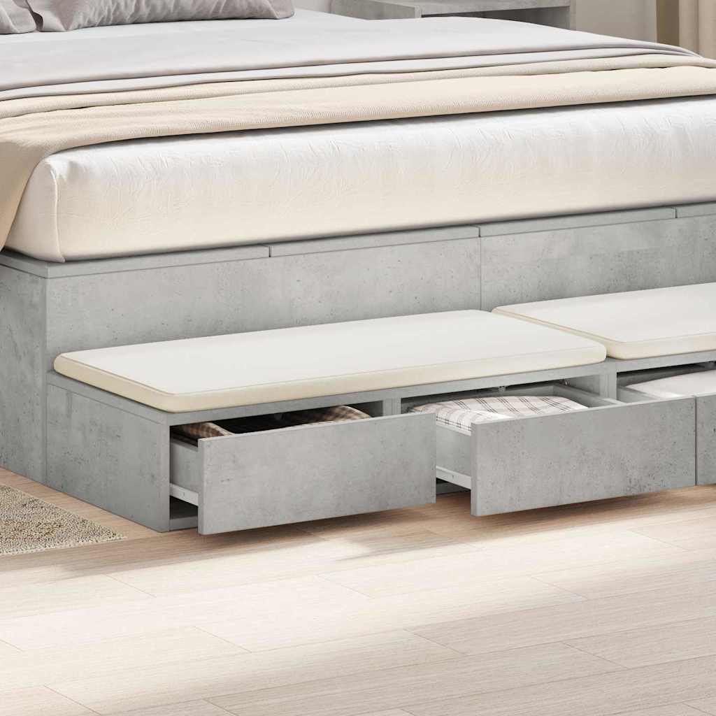 Ladice za krevet s ladicama Betonski sivi 140 x 36,5 x 16,5 cm