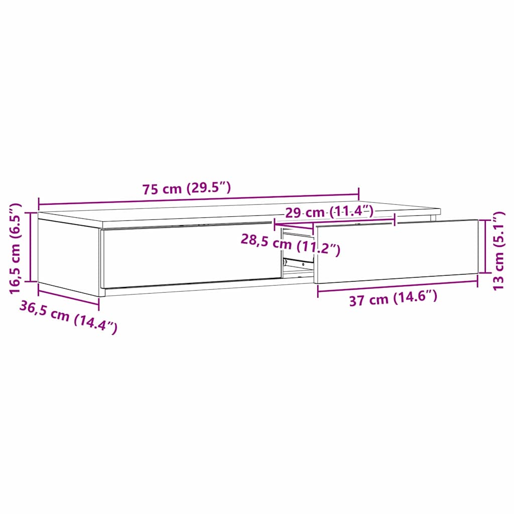 Ladice za krevet s ladicama Sonoma hrast 75 x 36,5 x 16,5 cm