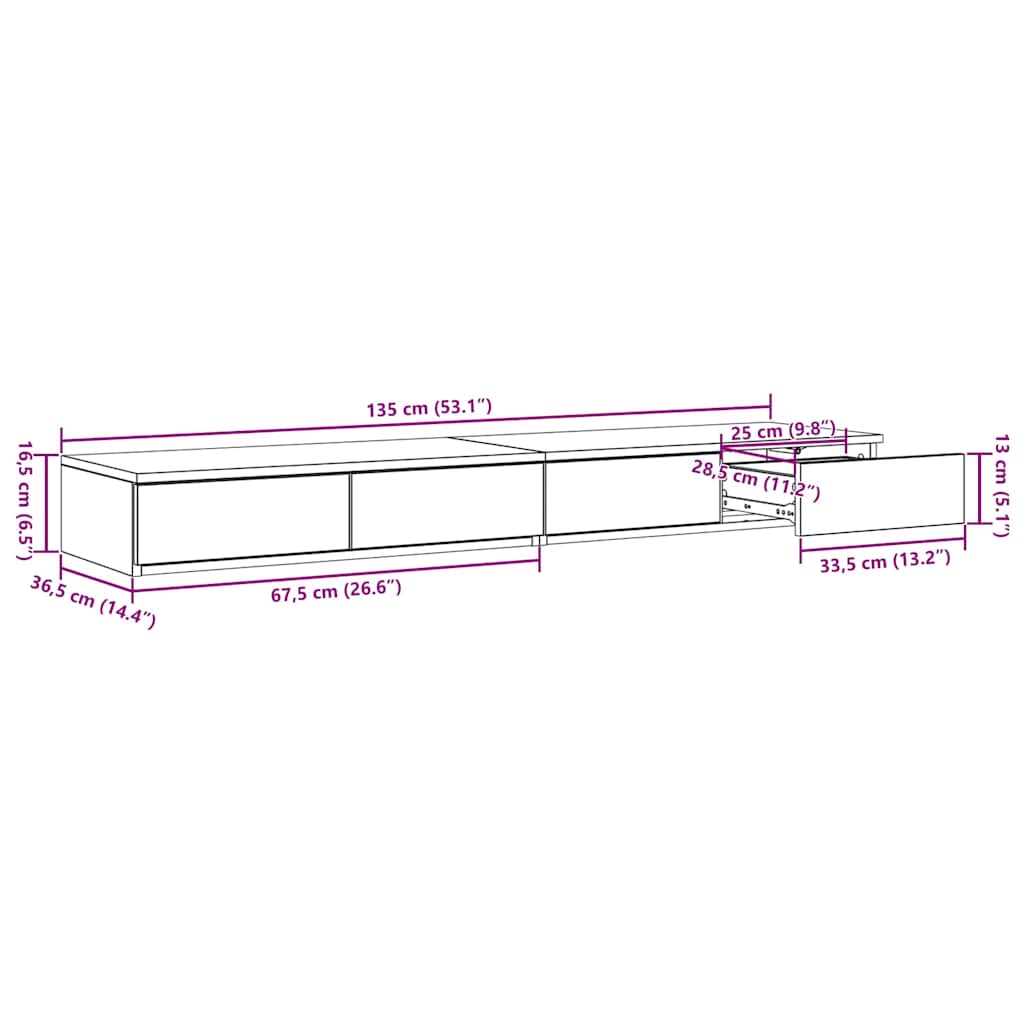 Ladice za krevet s ladicama Crni hrast 135 x 36,5 x 16,5 cm