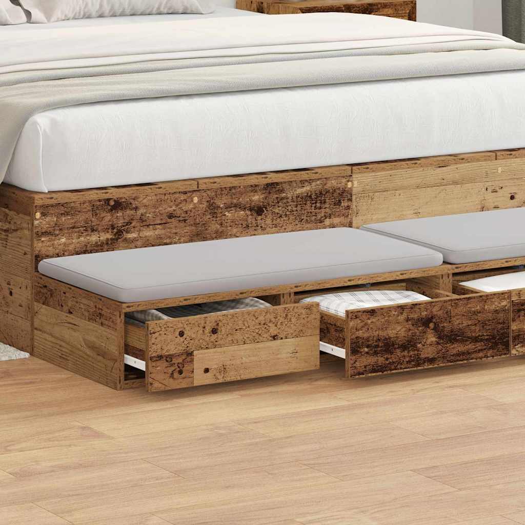 Ladice za krevet s ladicama Staro drvo 135 x 36,5 x 16,5 cm