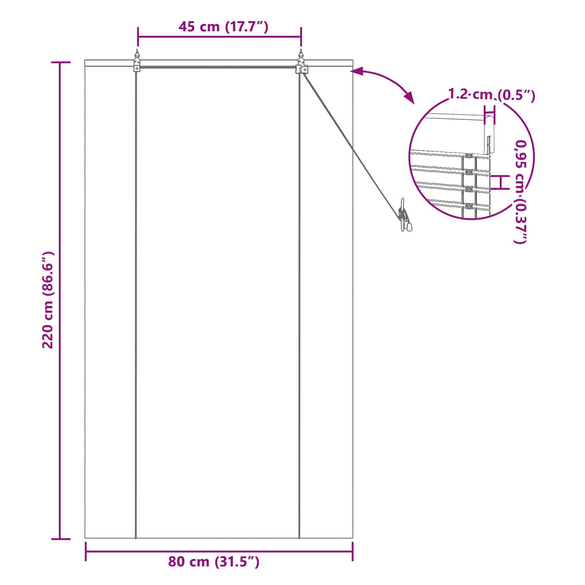 Rolo zavjesa sa zavjesama Priroda 80 x 220 cm bambus