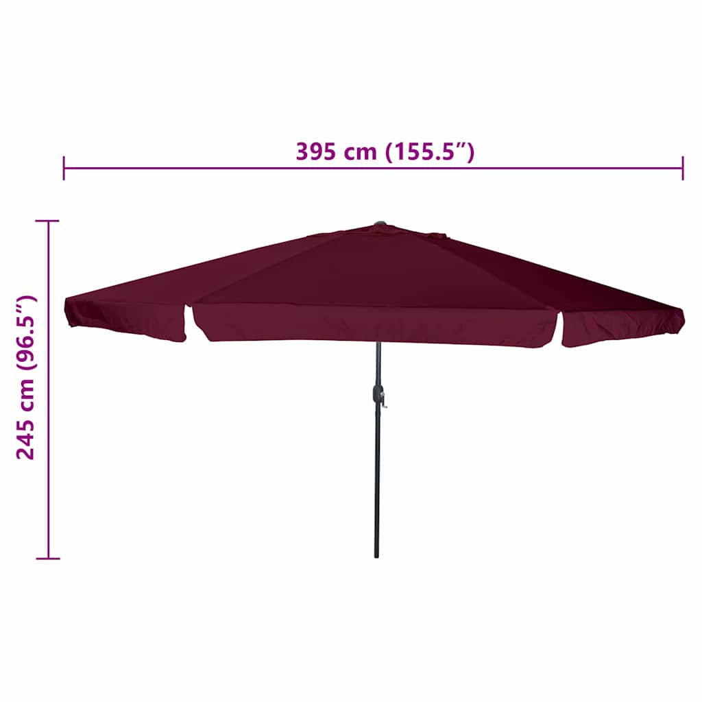 Vrtni suncobran Bordeaux Crvena 394 x 394 x 248 cm