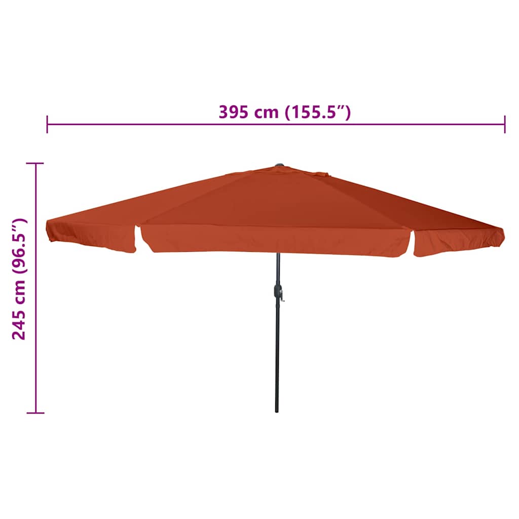 Vrtni suncobran Terakota 394 x 394 x 248 cm Poliester i čelik