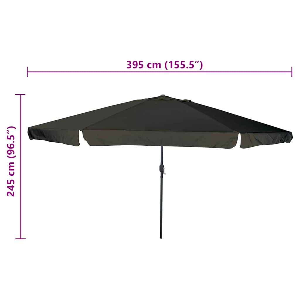 Vrtni suncobran Crna 394 x 394 x 248 cm Poliester i čelik