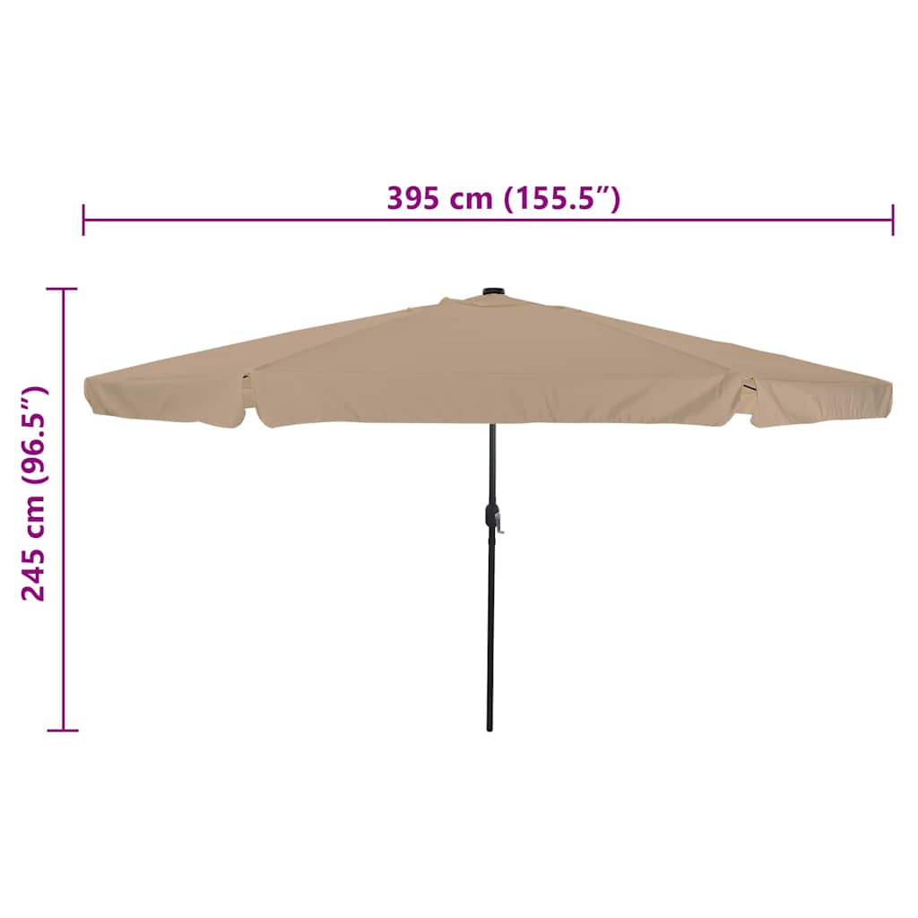 Vrtni suncobran Sivo-smeđa 395 x 395 x 245 cm Poliester