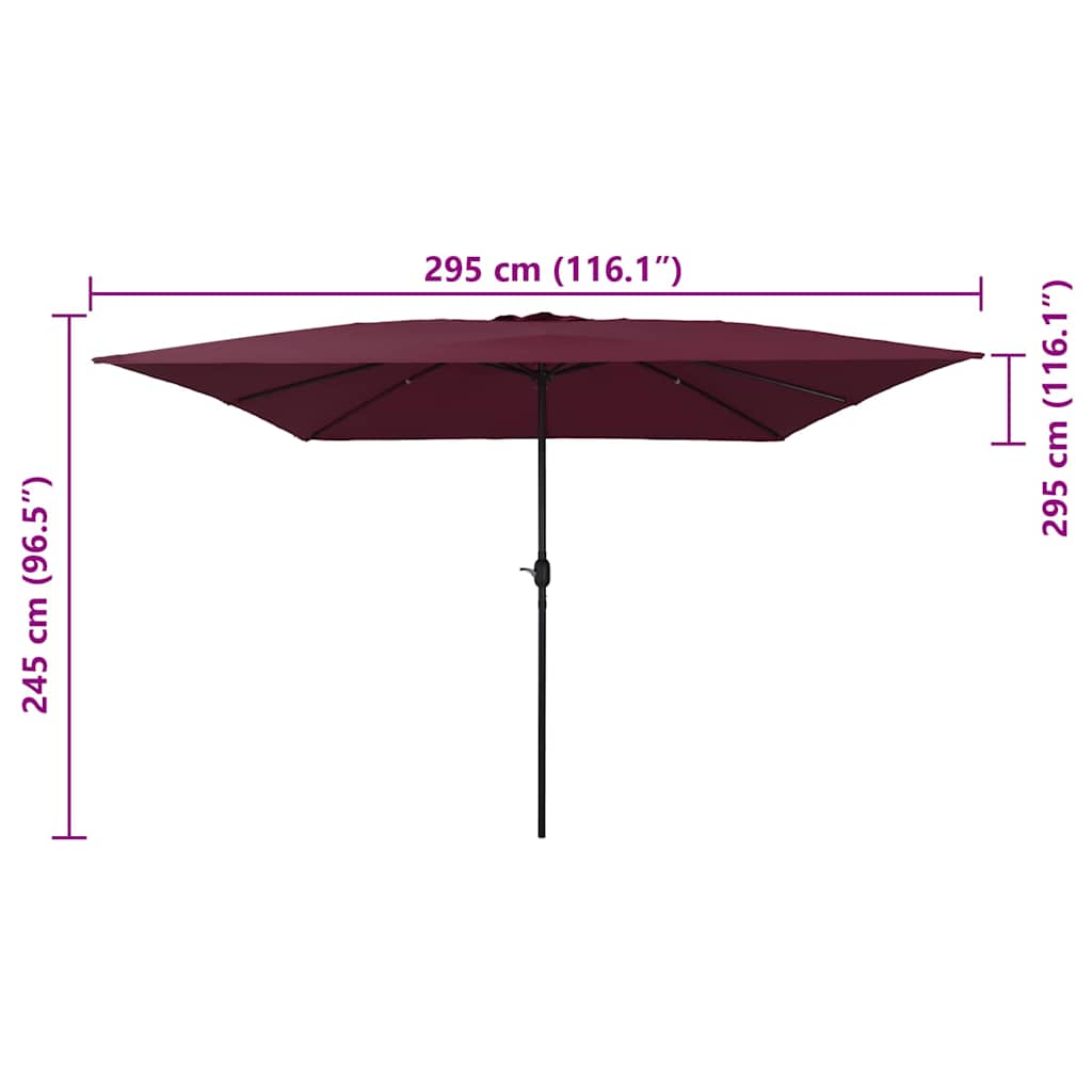 Vrtni suncobran Bordeaux Crvena 295 x 295 x 245 cm