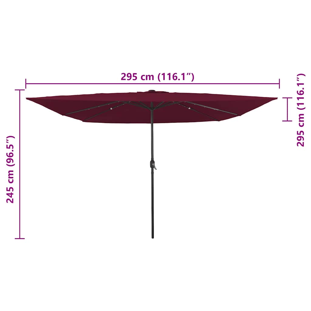 Vrtni suncobran Bordeaux Crvena 295 x 295 x 245 cm