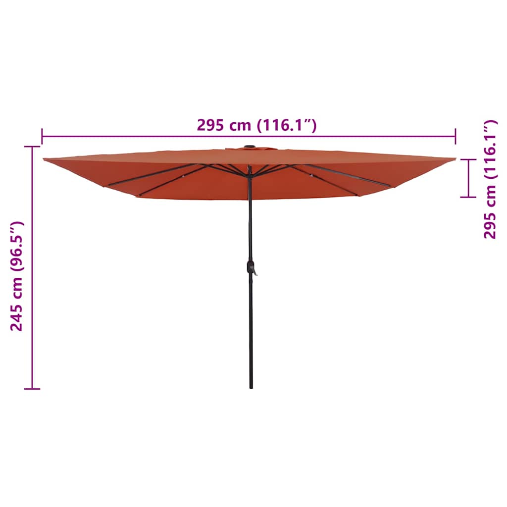 Vrtni suncobran Terakota 295 x 295 x 245 cm Poliester i čelik