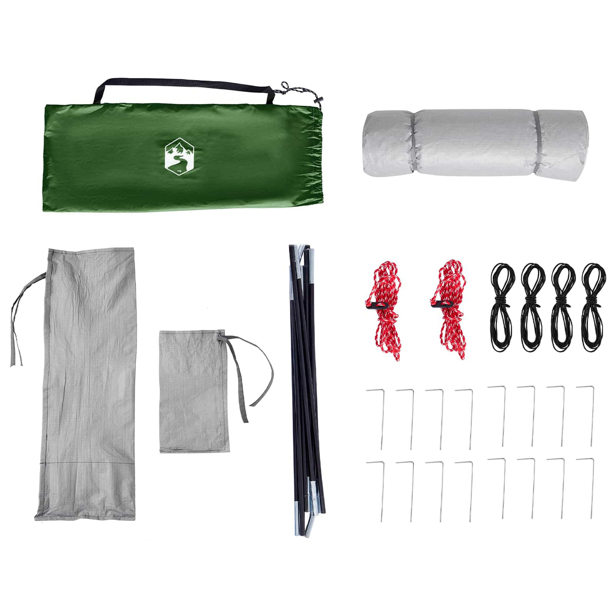 Set Kamp Šatora s krovom 2 pcs Zelena Tafta i Tkanina