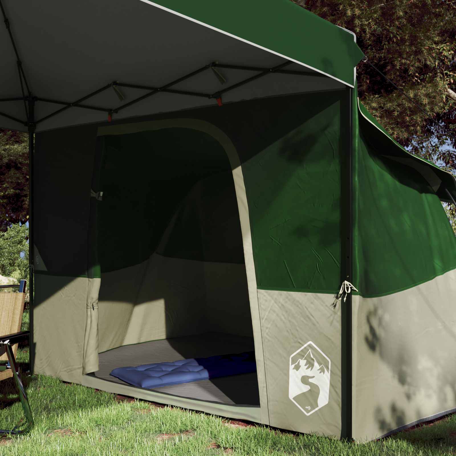 Set Kamp Šatora s krovom 2 pcs Zelena Tafta i Tkanina