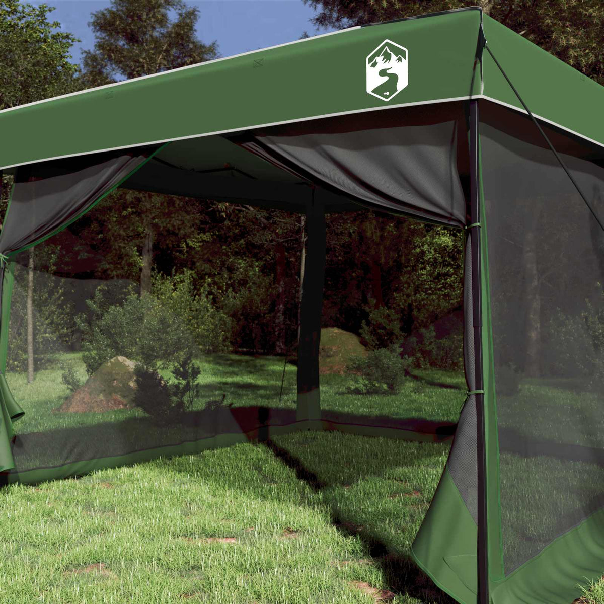 Set Kamp Šatora s krovom 2 pcs Zelena Tafta i Tkanina