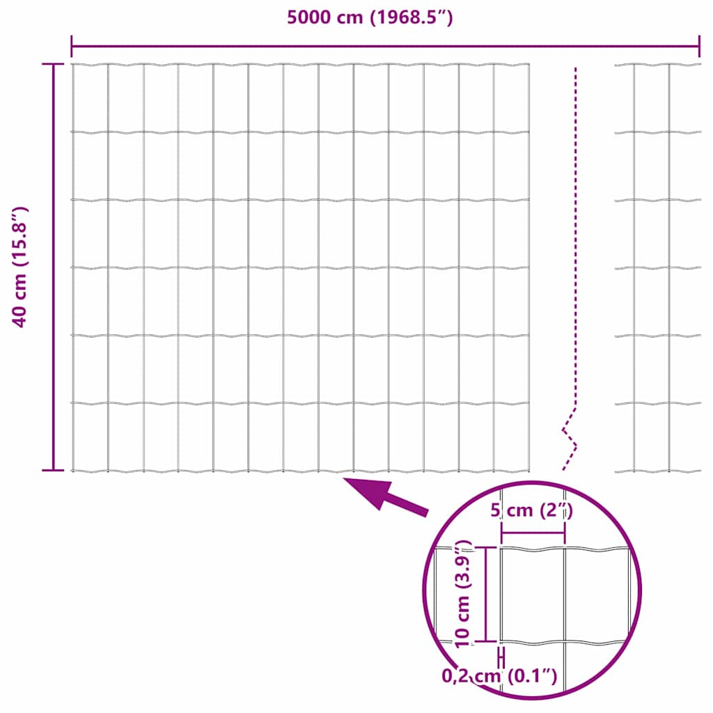 Euro ograda Zelena 0,4 x 50 m Željezo prekriveno PVC-om