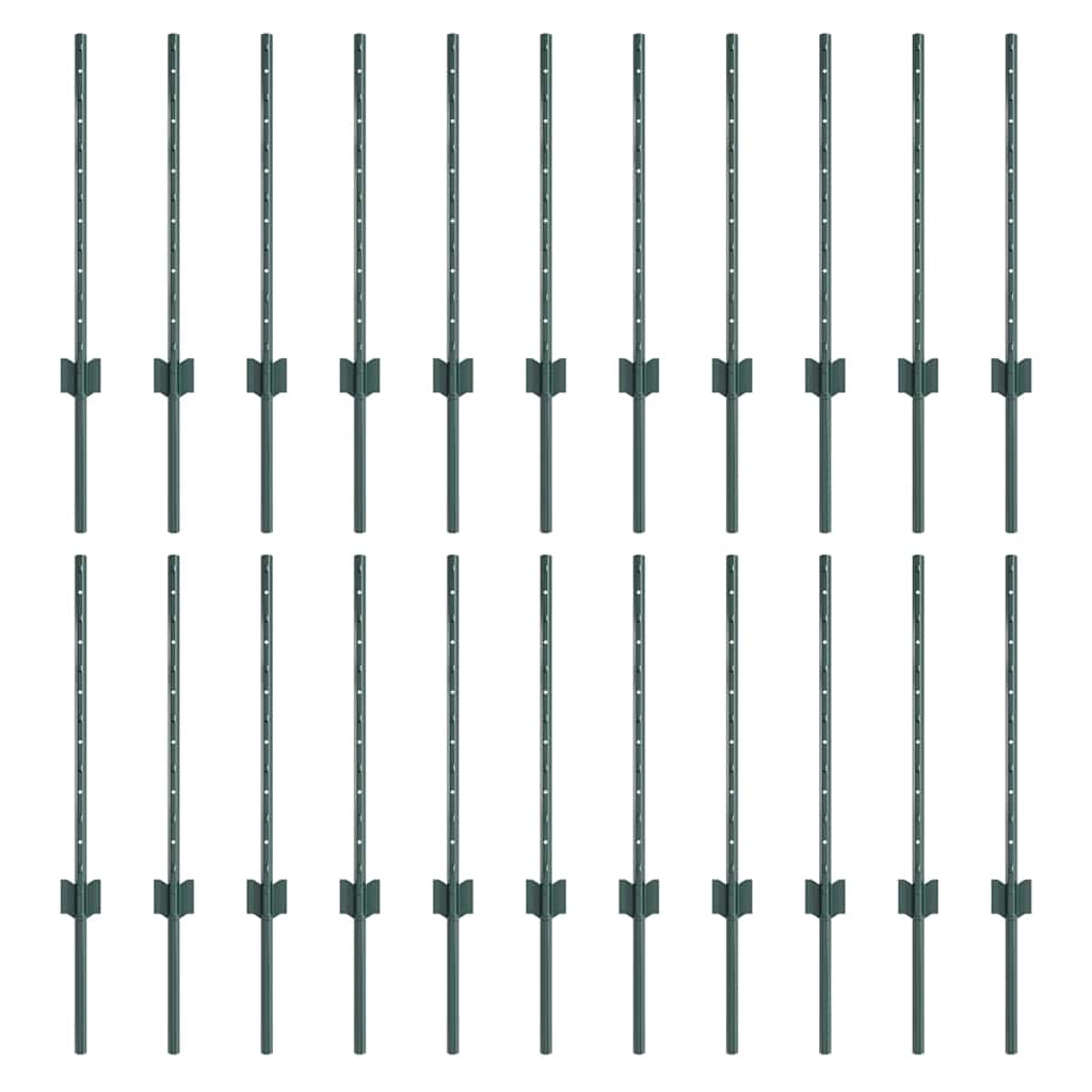 Stup za ogradu 22 pcs Zelena 100 cm Čelik