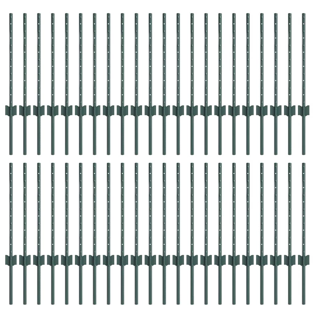 Stup za ogradu 44 pcs Zelena 100 cm Čelik