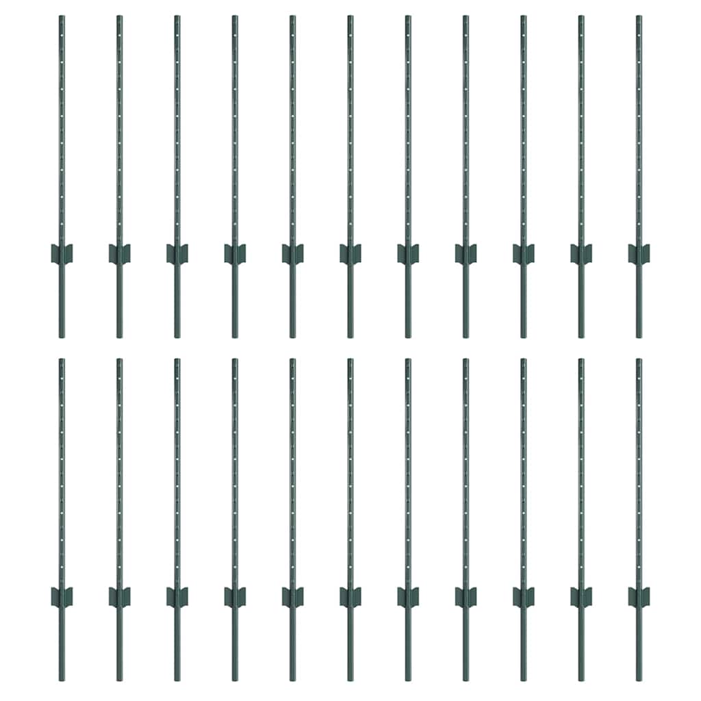 Stup za ogradu 22 pcs Zelena 120 cm Čelik