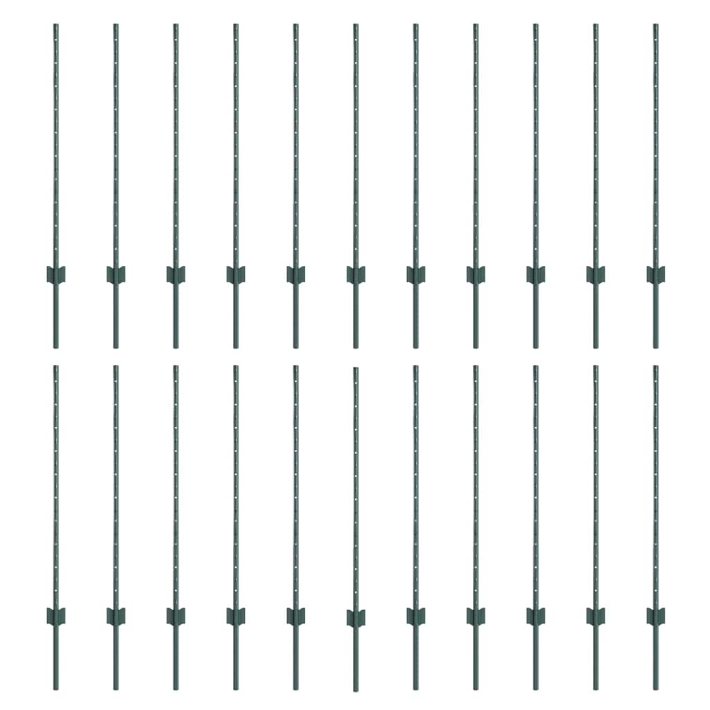 Stup za ogradu 22 pcs Zelena 140 cm Čelik