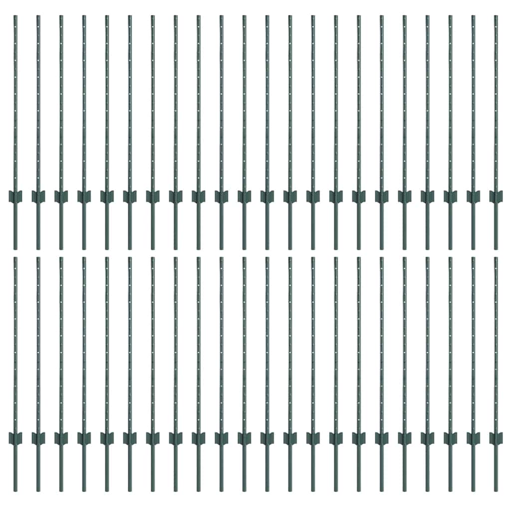 Stup za ogradu 44 pcs Zelena 140 cm Čelik