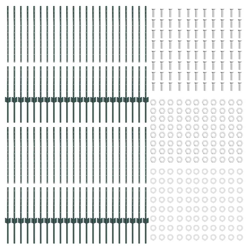 Stup za ogradu 44 pcs Zelena 140 cm Čelik
