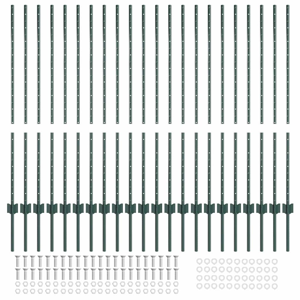 Stup za ogradu 22 pcs Zelena 160 cm Čelik