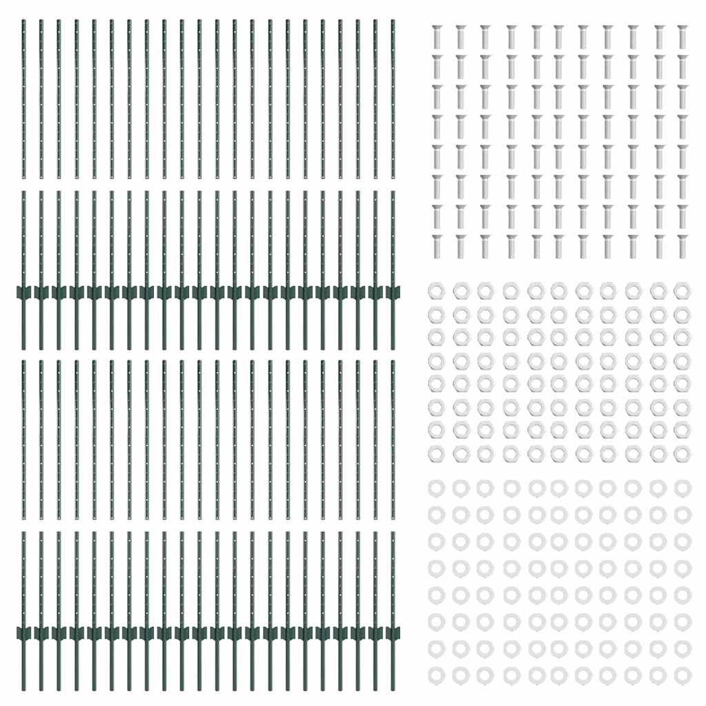 Stup za ogradu 44 pcs Zelena 160 cm Čelik