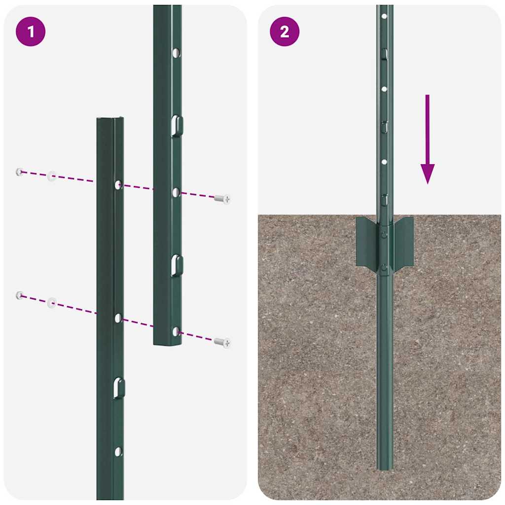 Stup za ogradu 44 pcs Zelena 160 cm Čelik
