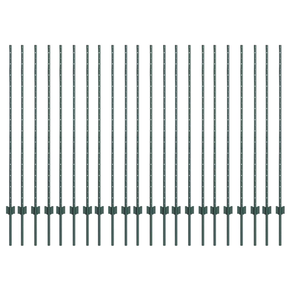Stup za ogradu 22 pcs Zelena 180 cm Čelik