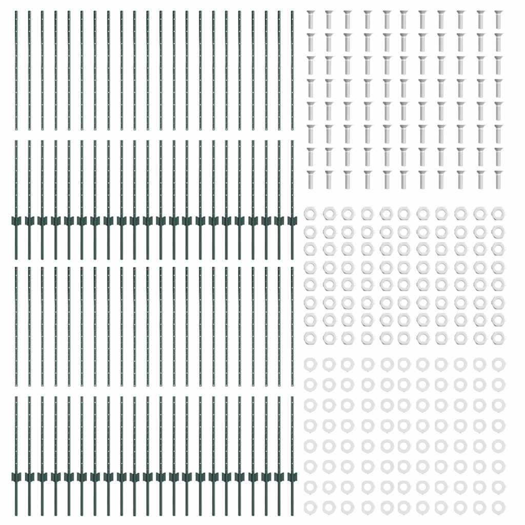 Stup za ogradu 44 pcs Zelena 180 cm Čelik