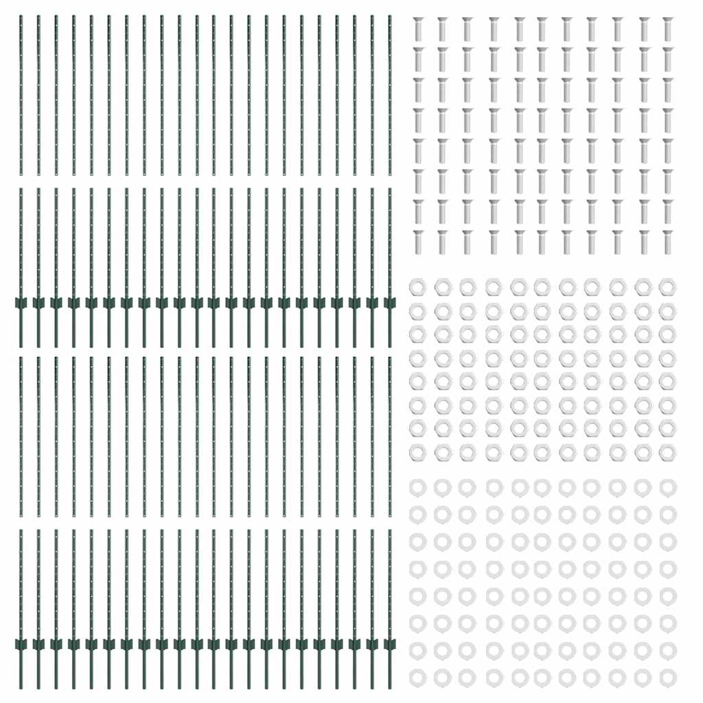 Stup za ogradu 44 pcs Zelena 200 cm Čelik