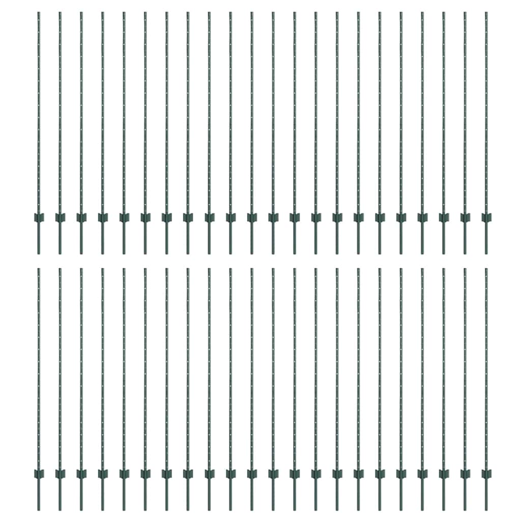 Stup za ogradu 44 pcs Zelena 200 cm Čelik
