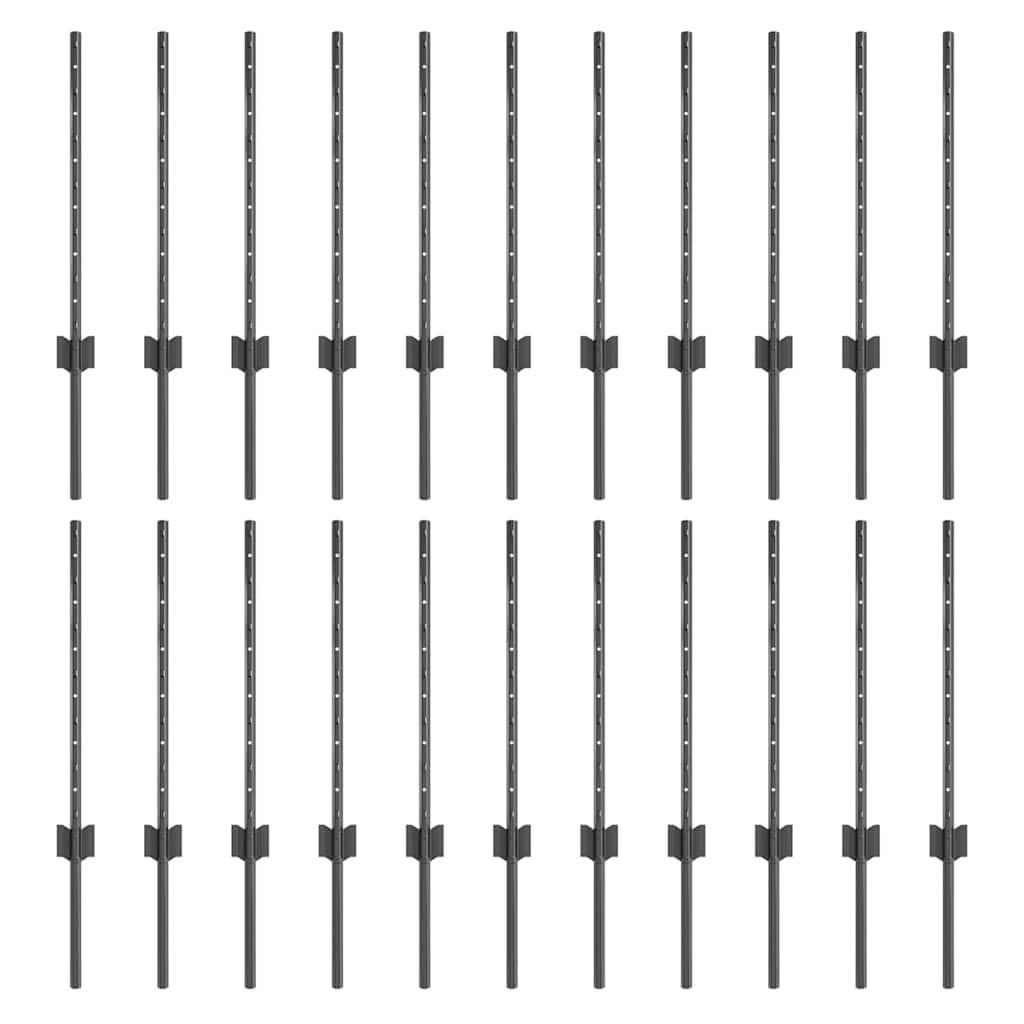 Stup za ogradu 22 pcs Siva 100 cm Čelik
