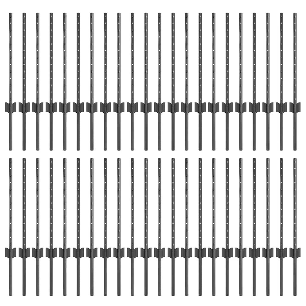 Stup za ogradu 44 pcs Siva 100 cm Čelik