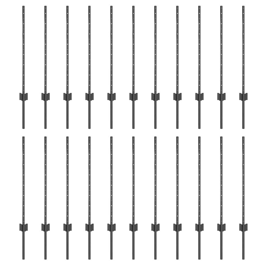 Stup za ogradu 22 pcs Siva 120 cm Čelik