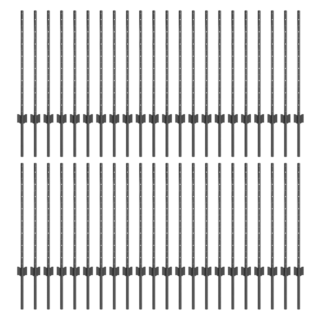 Stup za ogradu 44 pcs Siva 120 cm Čelik