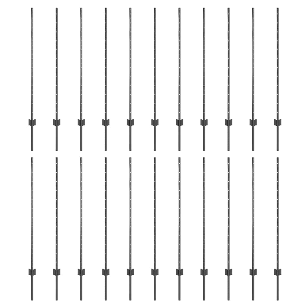 Stup za ogradu 22 pcs Siva 160 cm Čelik