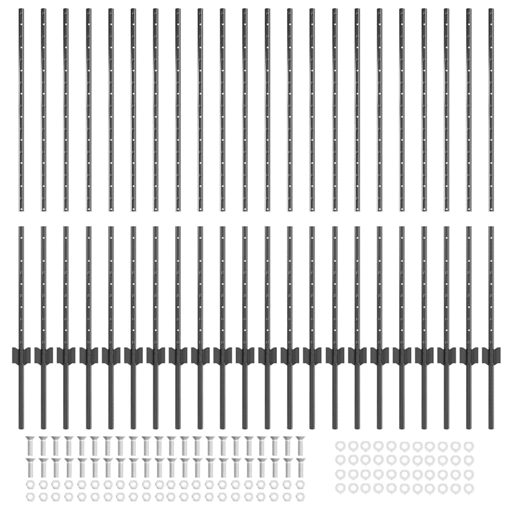 Stup za ogradu 22 pcs Siva 160 cm Čelik