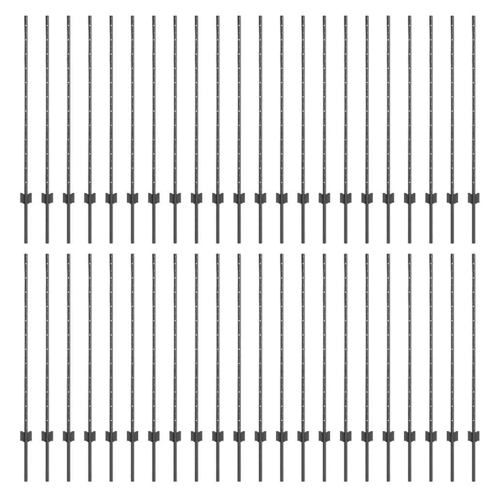 Stup za ogradu 44 pcs Siva 160 cm Čelik